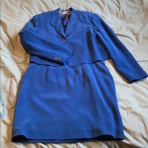 Due per Due Blue 100% Silk Tank Dress with Jacket